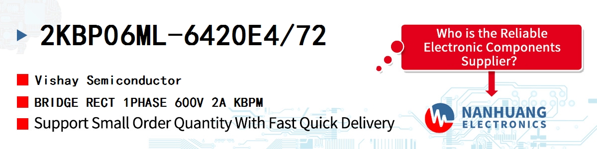 2KBP06ML-6420E4/72 Vishay BRIDGE RECT 1PHASE 600V 2A KBPM