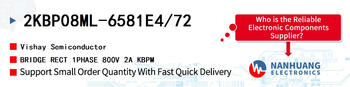 2KBP08ML-6581E4/72 Vishay BRIDGE RECT 1PHASE 800V 2A KBPM
