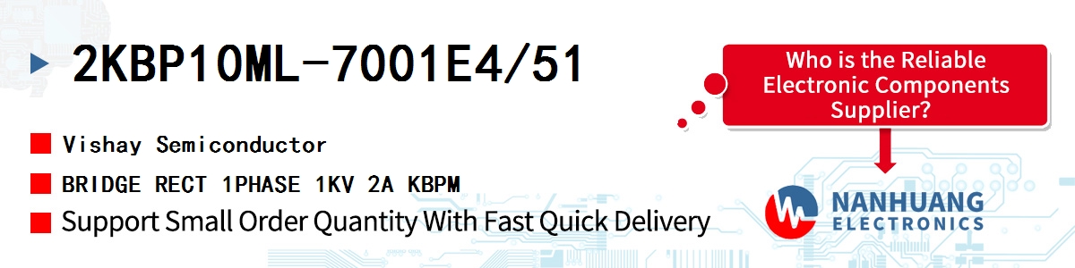 2KBP10ML-7001E4/51 Vishay BRIDGE RECT 1PHASE 1KV 2A KBPM