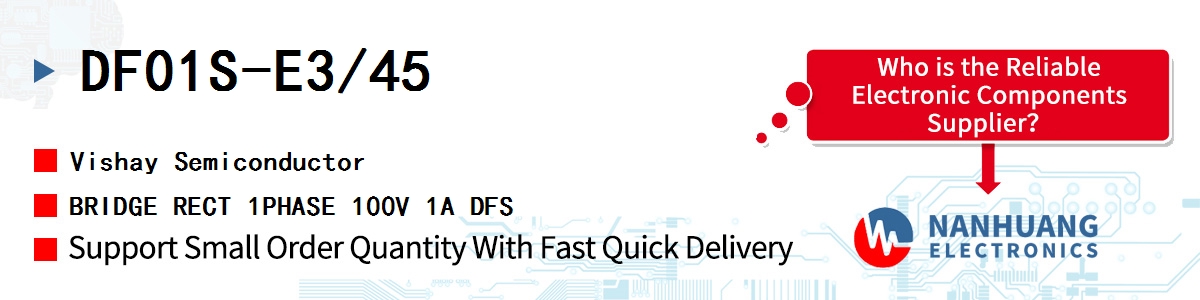 DF01S-E3/45 Vishay BRIDGE RECT 1PHASE 100V 1A DFS