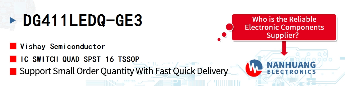 DG411LEDQ-GE3 Vishay IC SWITCH QUAD SPST 16-TSSOP
