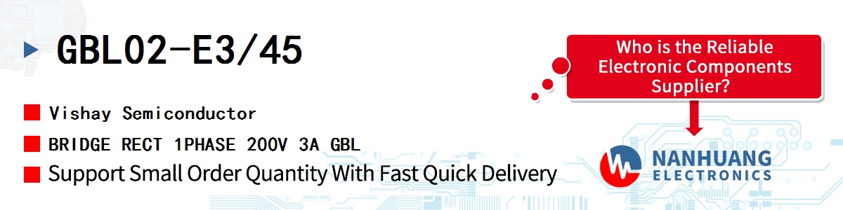 GBL02-E3/45 Vishay BRIDGE RECT 1PHASE 200V 3A GBL