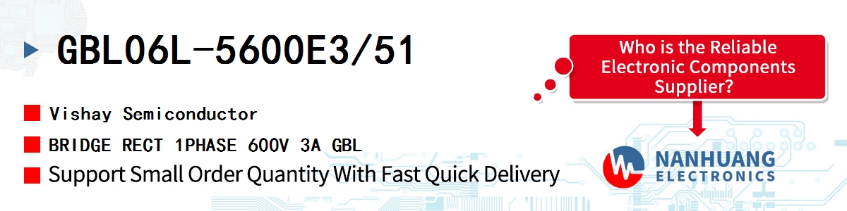 GBL06L-5600E3/51 Vishay BRIDGE RECT 1PHASE 600V 3A GBL
