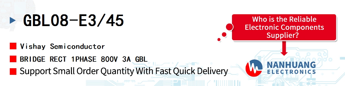 GBL08-E3/45 Vishay BRIDGE RECT 1PHASE 800V 3A GBL