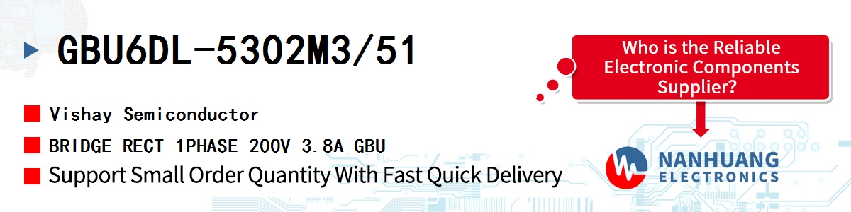 GBU6DL-5302M3/51 Vishay BRIDGE RECT 1PHASE 200V 3.8A GBU
