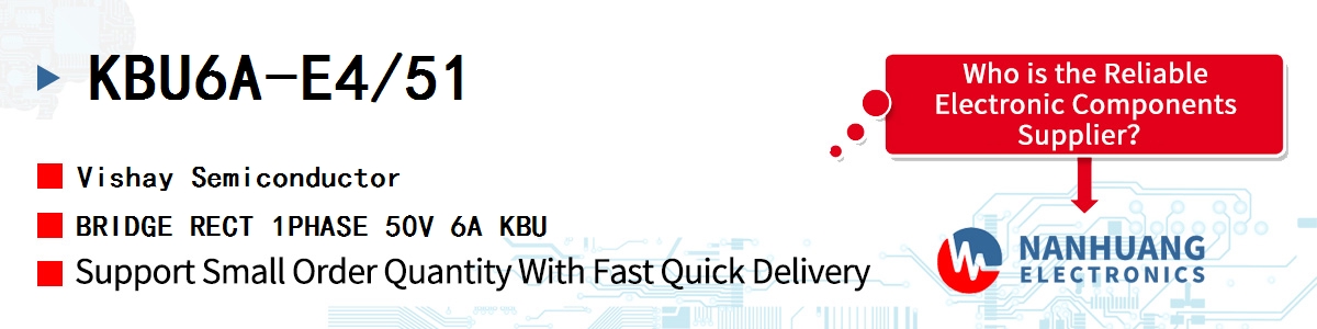 KBU6A-E4/51 Vishay BRIDGE RECT 1PHASE 50V 6A KBU