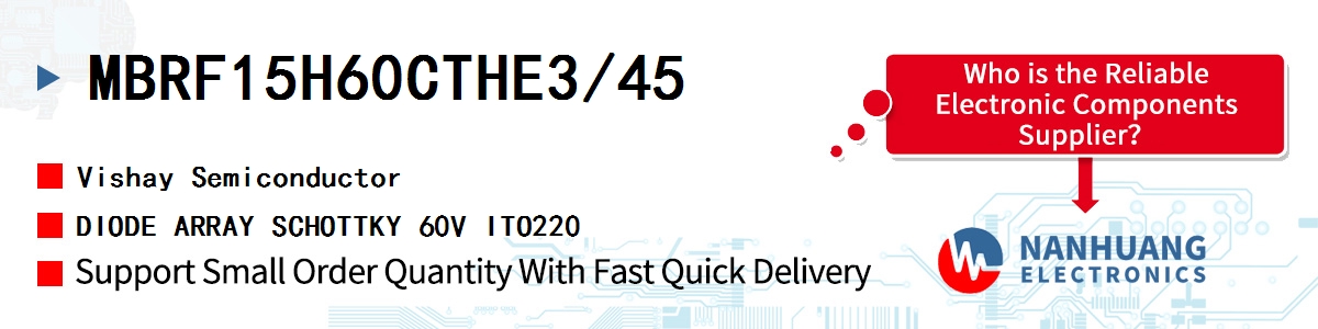 MBRF15H60CTHE3/45 Vishay DIODE ARRAY SCHOTTKY 60V ITO220