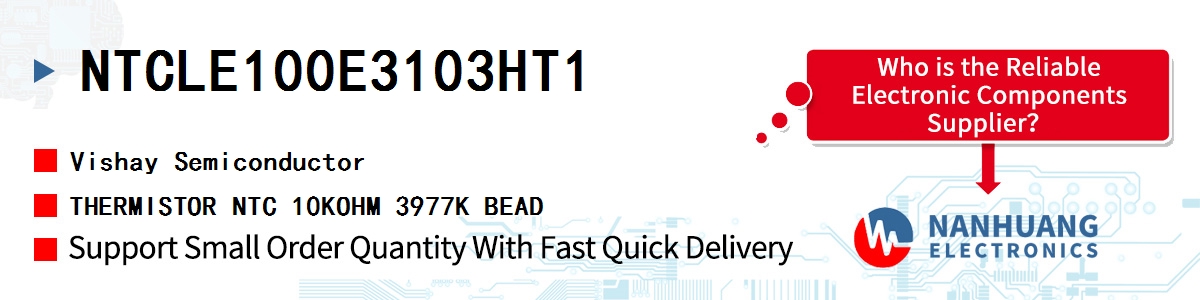 NTCLE100E3103HT1 Vishay THERMISTOR NTC 10KOHM 3977K BEAD