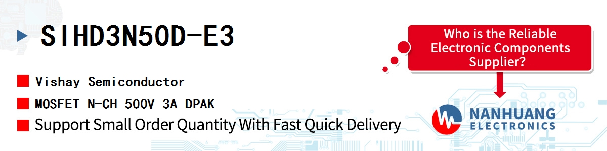 SIHD3N50D-E3 Vishay MOSFET N-CH 500V 3A DPAK