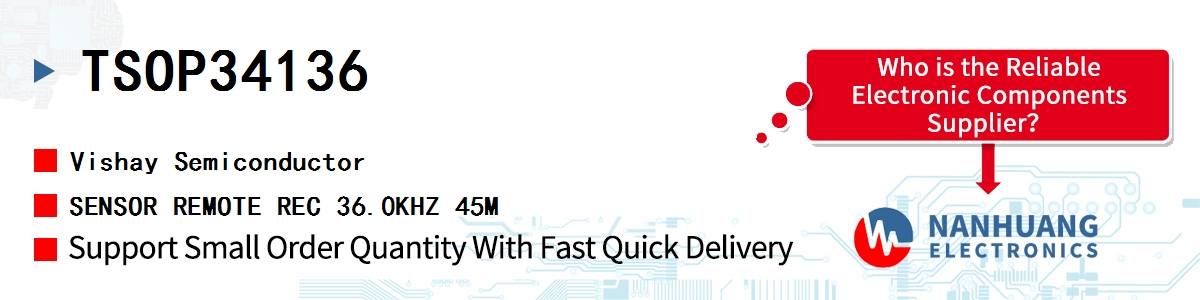 TSOP34136 Vishay SENSOR REMOTE REC 36.0KHZ 45M