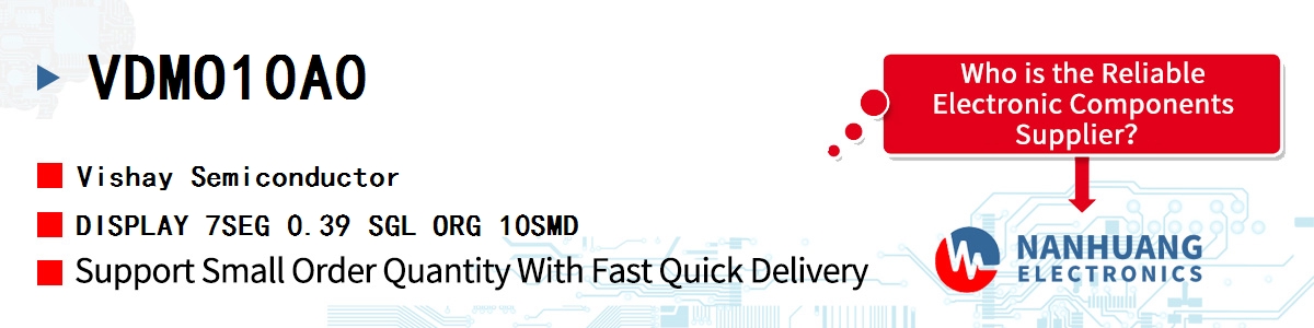 VDMO10A0 Vishay DISPLAY 7SEG 0.39 SGL ORG 10SMD