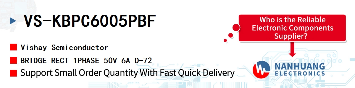 VS-KBPC6005PBF Vishay BRIDGE RECT 1PHASE 50V 6A D-72