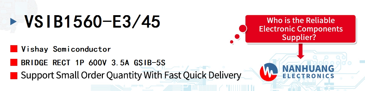 VSIB1560-E3/45 Vishay BRIDGE RECT 1P 600V 3.5A GSIB-5S