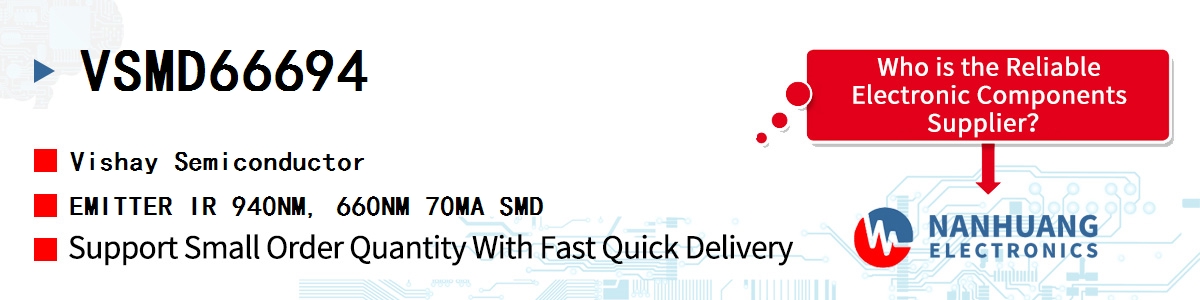 VSMD66694 Vishay EMITTER IR 940NM, 660NM 70MA SMD