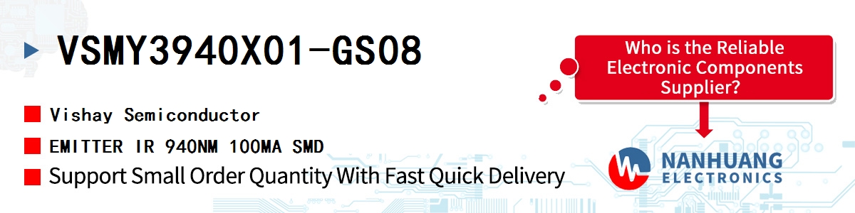 VSMY3940X01-GS08 Vishay EMITTER IR 940NM 100MA SMD